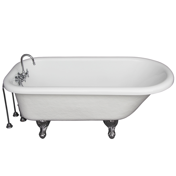 67-inch Tub Kit with Acrylic Roll Top, Tub Filler, Supplies & Drain - 60' Acrylic Tub, Tub Filler white