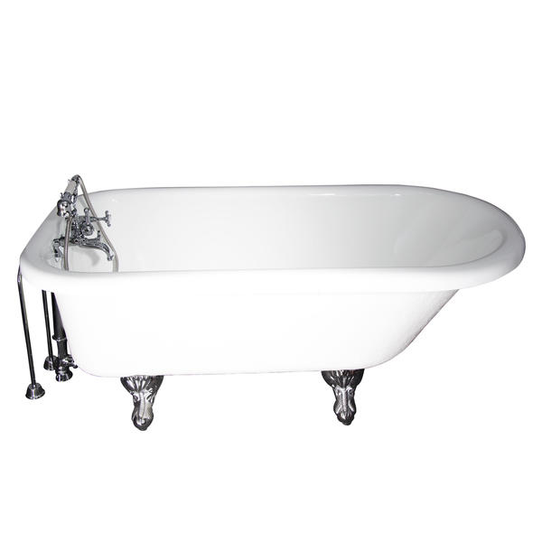 Acrylic Roll Top Tub Kit - 5.6 ft. Acrylic Ball and Claw Feet Tub in White