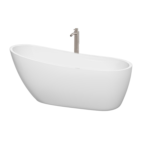 Wyndham Collection Florence 68-inch Freestanding Soaking Bathtub in White