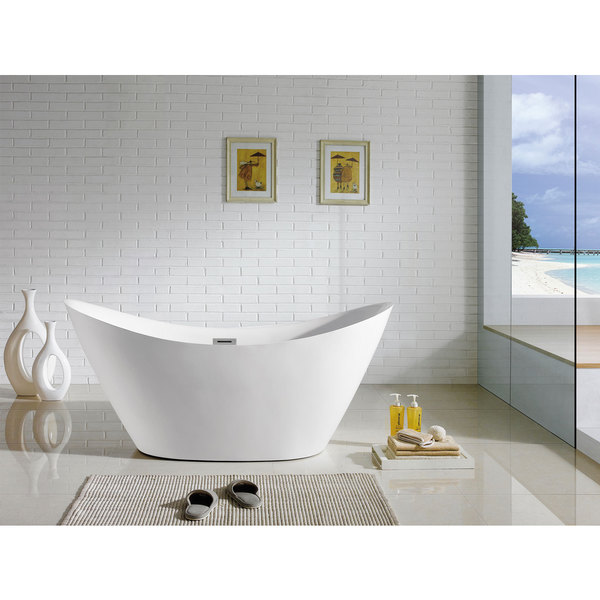 Riviera 67-inch x 28-inch White Oval Soaking Bathtub - White