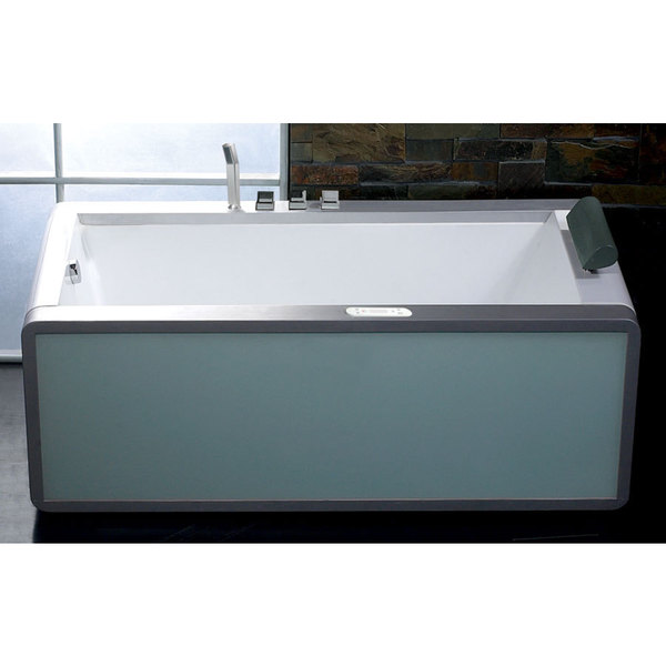 EAGO AM151-L White Acrylic and Glass 6-foot Modern Whirlpool - Acrylic