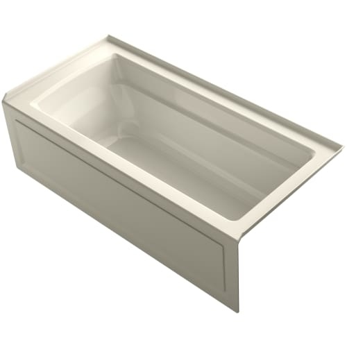 Kohler K-1948-RA Archer 66' ExoCrylic Three-Wall Alcove Soaking Tub with Right Drain and Comfort Depth Design - White