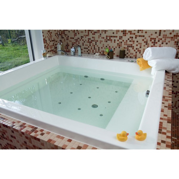 Aquatica Lacus-Wht Drop-In Relax Air Massage Bathtub - With Massage Jets and Chromotherapy Lighting