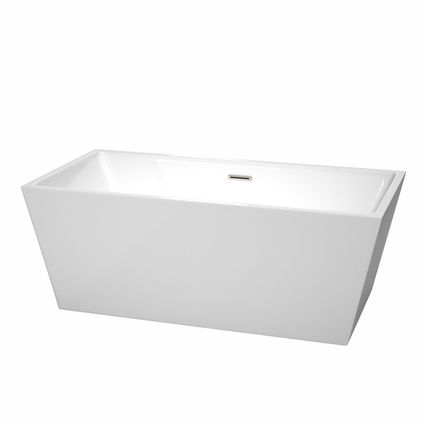 Wyndham Collection Sara 63-inch White Acrylic Soaking Bathtub