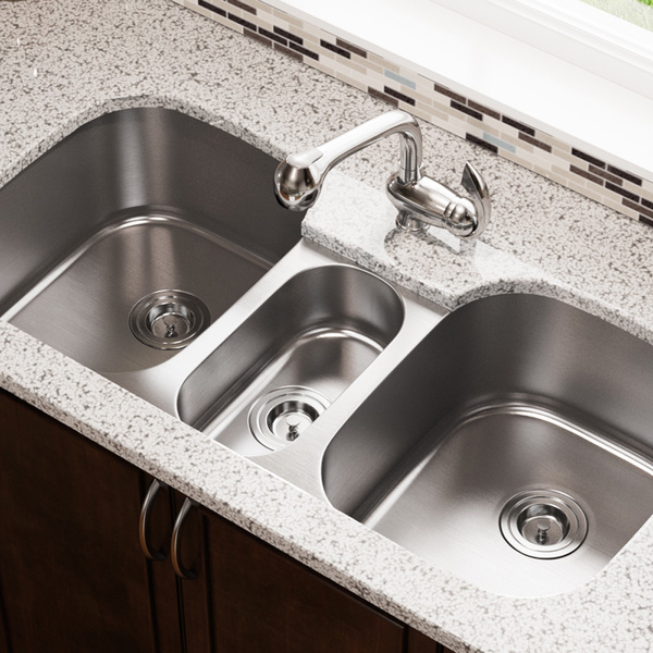 MR Direct 4521 Triple Bowl Stainless Steel Kitchen Sink